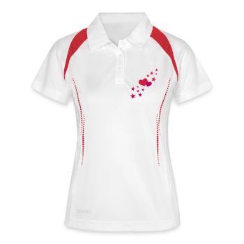 Herzen und Sterne - Frauen Polo atmungsaktiv - Weiß/Navy - Vorne