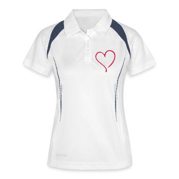 Herz - Frauen Polo atmungsaktiv - Weiß/Navy - Vorne
