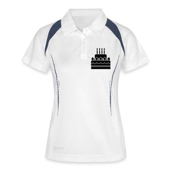 Torte - Geburtstag - Frauen Polo atmungsaktiv - Weiß/Navy - Vorne