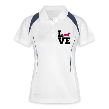 Dackel - Frauen Polo atmungsaktiv - Weiß/Navy - Vorne