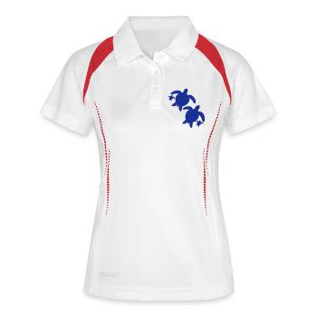 Wasserschildkröte Familie Kinder Eltern Mama Papa - Frauen Polo atmungsaktiv - Weiß/Navy - Vorne