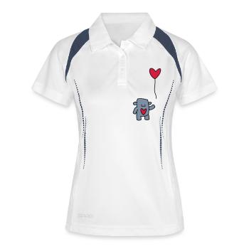 liebes monster mit ballon - Frauen Polo atmungsaktiv - Weiß/Navy - Vorne