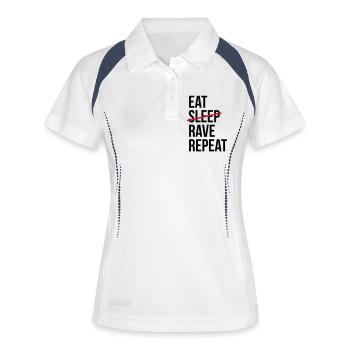 Eat Rave Repeat - Frauen Polo atmungsaktiv - Weiß/Navy - Vorne