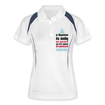 CYBER / SYSTEM SECURITY - BRAINDEAD ADMINS - Frauen Polo atmungsaktiv - Weiß/Navy - Vorne