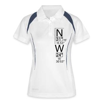 Atlantis coordonnées cartes nord numéros cadeau - Polo respirant Femme - blanc/marine - Devant