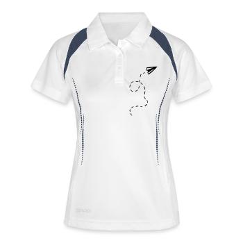 avion en papier - Polo respirant Femme - blanc/marine - Devant