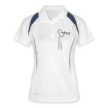 trompeter mit trompete - Frauen Polo atmungsaktiv - Weiß/Navy - Vorne