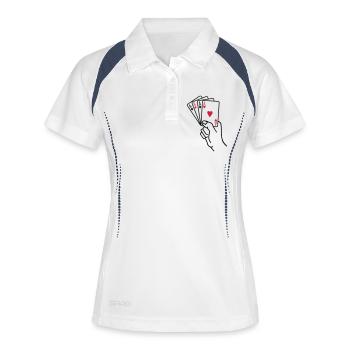 Poker - Frauen Polo atmungsaktiv - Weiß/Navy - Vorne
