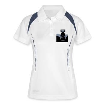 Kamera - Frauen Polo atmungsaktiv - Weiß/Navy - Vorne