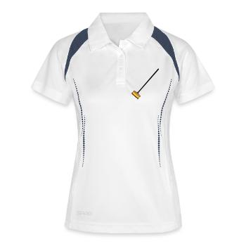 Broom, hand-drawn. Cleaning lady, garbage man - Women's Polo breathable - white/navy - Front