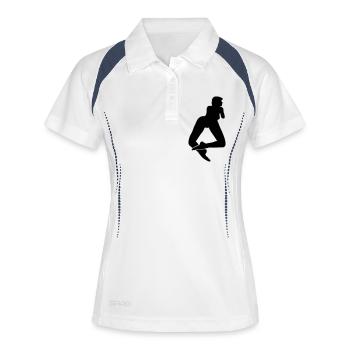 girl d1 - Frauen Polo atmungsaktiv - Weiß/Navy - Vorne