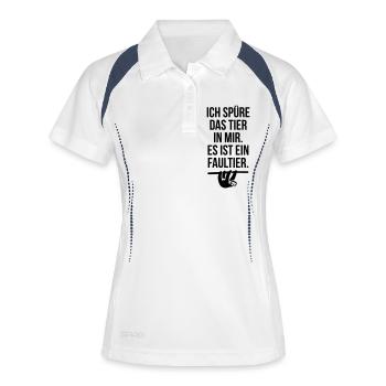 spüre das Tier in mir ein Faultier Spruch lustig - Frauen Polo atmungsaktiv - Weiß/Navy - Vorne