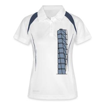 Turning Torso Malmö 2 - Frauen Polo atmungsaktiv - Weiß/Navy - Vorne