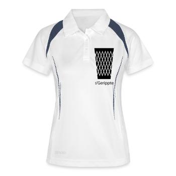 s'Gerippte Frankfurt FFM #FrankfurtShirtShop - Frauen Polo atmungsaktiv - Weiß/Navy - Vorne