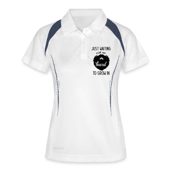 Kind Kinder Vater Sohn Baby Bart Beard Geschenk - Frauen Polo atmungsaktiv - Weiß/Navy - Vorne