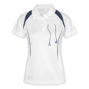 kopfhoerer3 - Frauen Polo atmungsaktiv - Weiß/Navy - Vorne