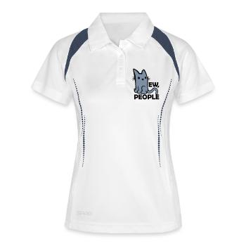 Zitat ew people Katze - Frauen Polo atmungsaktiv - Weiß/Navy - Vorne