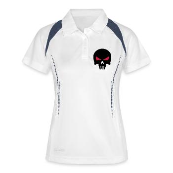 bone head - Frauen Polo atmungsaktiv - Weiß/Navy - Vorne