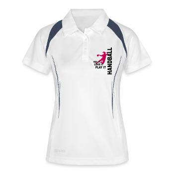 Handball - love & play - Frauen Polo atmungsaktiv - Weiß/Navy - Vorne