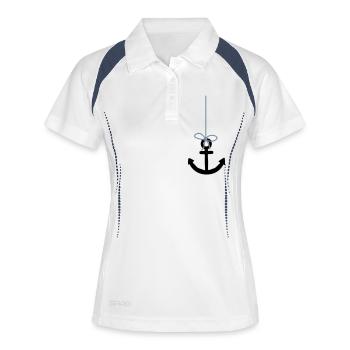 rope anchor tattoo boat ship swimming sea matro - Women's Polo breathable - white/navy - Front