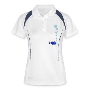 Fish And Bubbles - Polo respirant Femme - blanc/marine - Devant