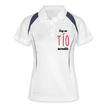 Tía Tío Sobrino Sobrina Bebé Sobrino Nacimiento - Frauen Polo atmungsaktiv - Weiß/Navy - Vorne