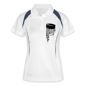 Puck Tropfen Graffiti - Frauen Polo atmungsaktiv - Weiß/Navy - Vorne