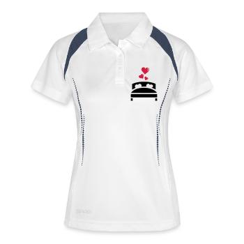 Lit de mariage Coeurs - Polo respirant Femme - blanc/marine - Devant
