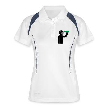 Säufer - Trinker - Frauen Polo atmungsaktiv - Weiß/Navy - Vorne