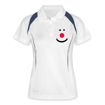 Clown Nase - Frauen Polo atmungsaktiv - Weiß/Navy - Vorne