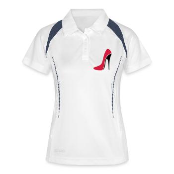 Stiletto sexy / talon haut - trois - Polo respirant Femme - blanc/marine - Devant