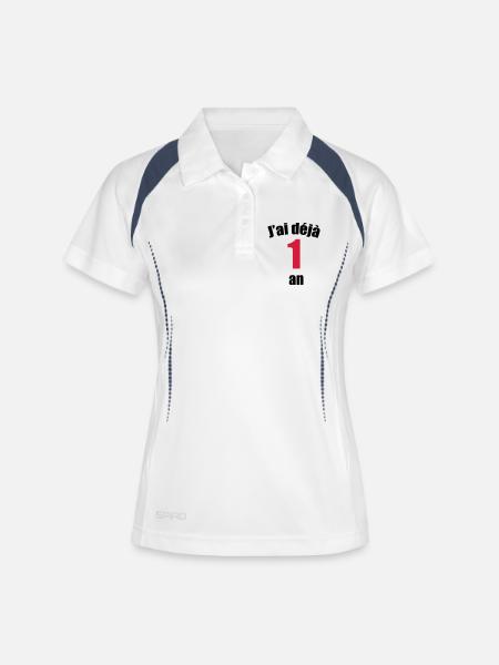 J'ai déjà 1 an ! - Polo respirant Femme - blanc/marine