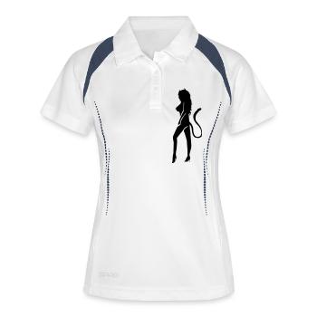 devilgirlbydik - Frauen Polo atmungsaktiv - Weiß/Navy - Vorne
