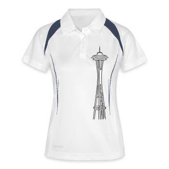„Space Needle" à Seattle - Polo respirant Femme - blanc/marine - Devant