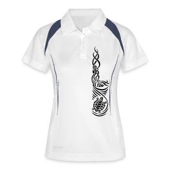 UW-Tribal - Frauen Polo atmungsaktiv - Weiß/Navy - Vorne