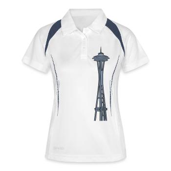Space Needle in Seattle 2 - Frauen Polo atmungsaktiv - Weiß/Navy - Vorne