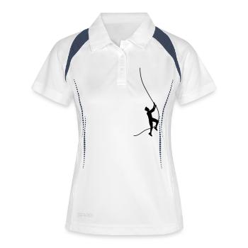 silhouette corde escalade oscillation liane sport out - Polo respirant Femme - blanc/marine - Devant