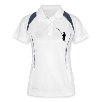 Angeln - Frauen Polo atmungsaktiv - Weiß/Navy - Vorne