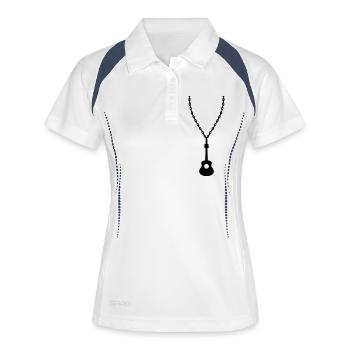 Schmuck Halskette Gitarrist Gitarre - Frauen Polo atmungsaktiv - Weiß/Navy - Vorne