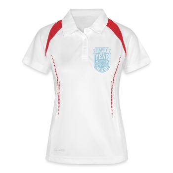 happy new year Zitat - Frauen Polo atmungsaktiv - Weiß/Navy - Vorne