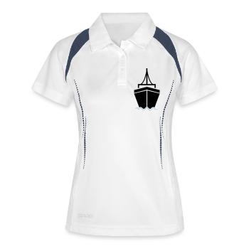 schiff 2 - Frauen Polo atmungsaktiv - Weiß/Navy - Vorne