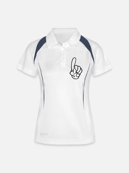 hand Finger - Frauen Polo atmungsaktiv - Weiß/Navy