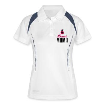 Braut Mama – Braut Mutter – Hochzeit – 2C - Frauen Polo atmungsaktiv - Weiß/Navy - Vorne