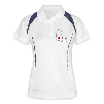 Chat - Polo respirant Femme - blanc/marine - Devant