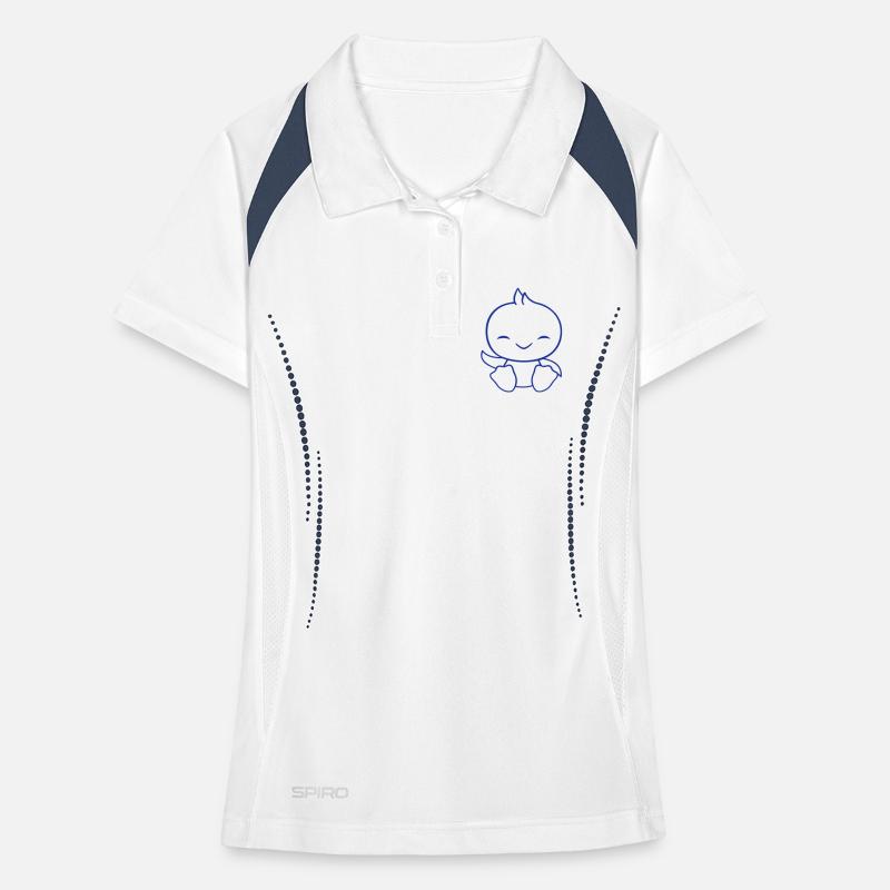 Duck sits friendly happy greeting waving Women's Polo breathable