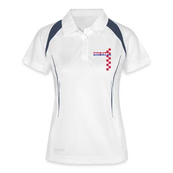 croatia sahovnica - Frauen Polo atmungsaktiv - Weiß/Navy - Vorne