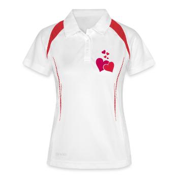 Hearts - Frauen Polo atmungsaktiv - Weiß/Navy - Vorne