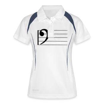 bass - Notenschlüssel - Frauen Polo atmungsaktiv - Weiß/Navy - Vorne