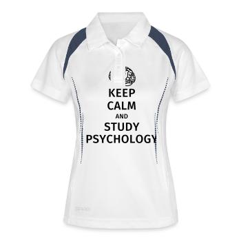 keep calm and study psychology - Frauen Polo atmungsaktiv - Weiß/Navy - Vorne