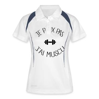 Je peux pas j'ai Muscu - Polo respirant Femme - blanc/marine - Devant